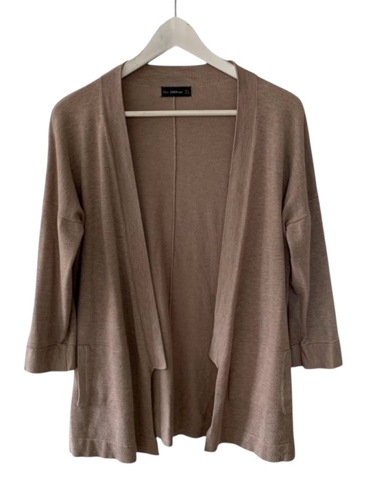 Zara Sweaters - Zara Knit Lightweight Tan Brown Cardigan Women’s Medium With Pockets